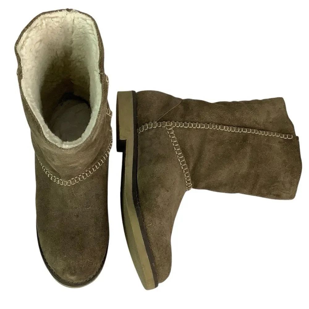 Coolway Azalea Brown Suede Fleece Lined Winter Women Mid Calf Boots Sz 38/US 7.5
